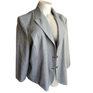 Vintage Houndstooth Womens Blazer Jacket Button Front Black White Size 30 JJ4025